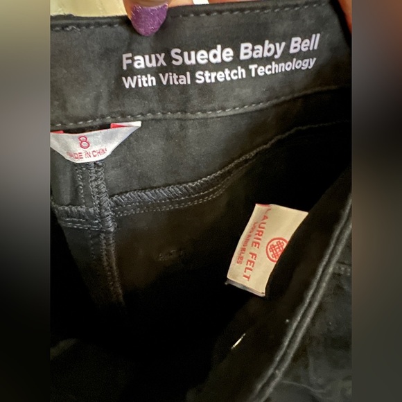 🖤 NWT! Stretch Faux Black Suede Triangle Hem Pants - Picture 5 of 9